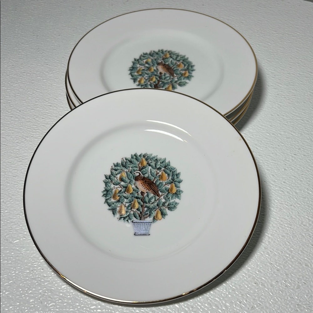 Vintage Avon Twelve Days of Christmas Dessert Plates w/14K Gold Trim